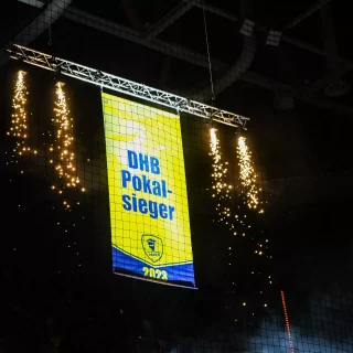 Präsentation des DHB Pokalsieger 2023 Banners