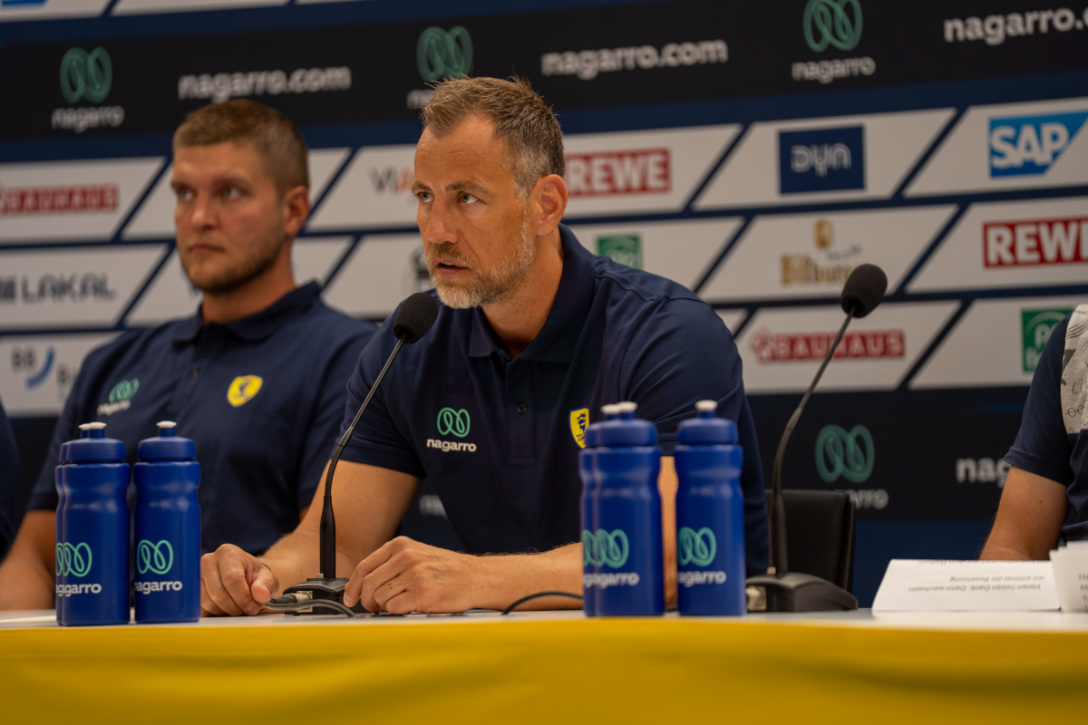 Maik Machulla bei der PK der Rhein-Neckar Löwen.