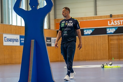Cheftrainer Maik Machulla im Training vor dem Auswärtsspiel gegen die MT Melsungen.