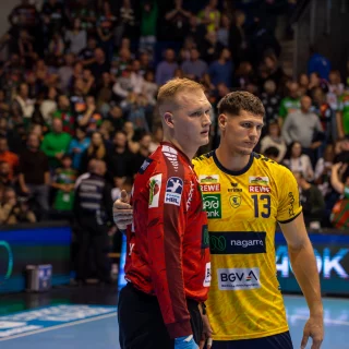 David Späth und Sebastian Heymann nach der Auswärtspartie in Magdeburg