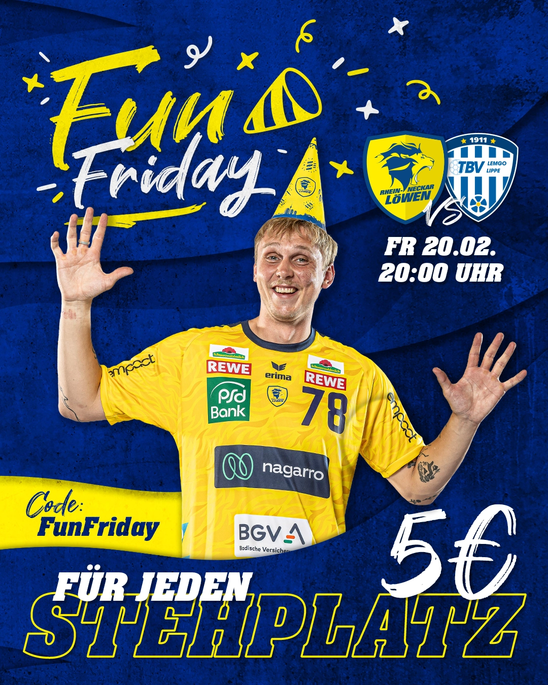 Fun Friday: Beim Heimspiel gegen Lemgo gibt's das Stehplatz-Ticket für 5€.