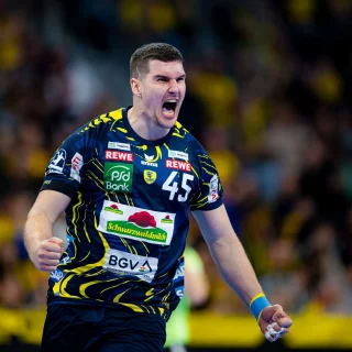 Jubel von Halil Jaganiac einem Tor.