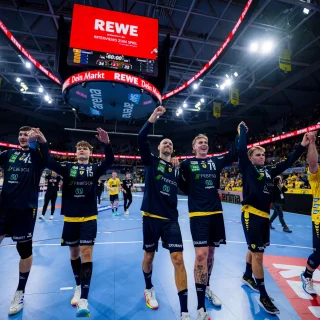 Jubel der Mannschaft nach dem Spiel.