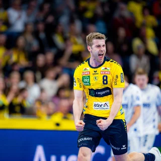 Tim Nothdurft beim Freudenschrei im Heimspiel gegen Lemgo Lippe.