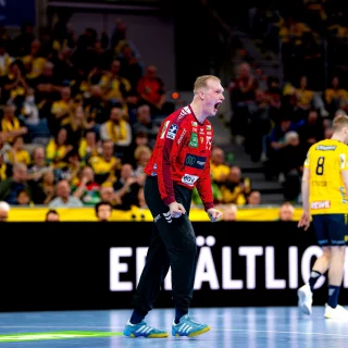 David Späth beim Jubelschrei im Heimspiel gegen Kiel.