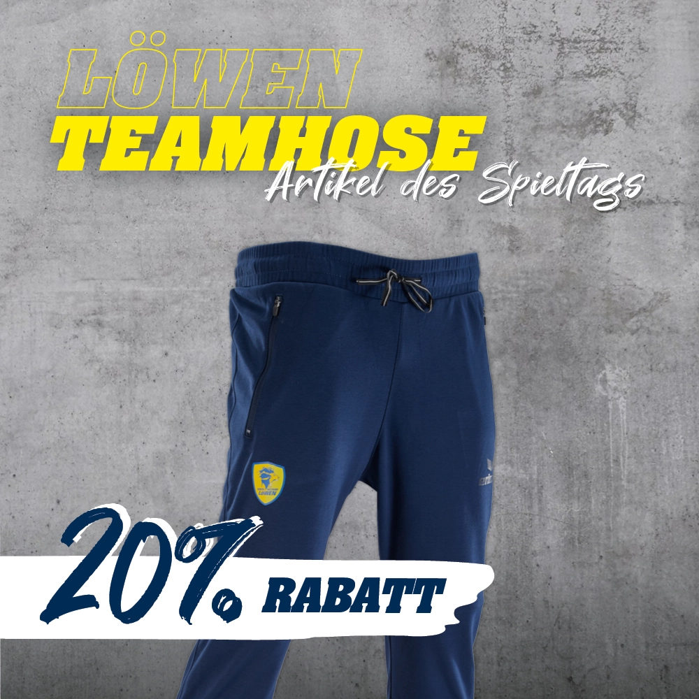 Artikel des Spieltags gegen Flensburg: 20% Rabatt auf unsere Teamhose.