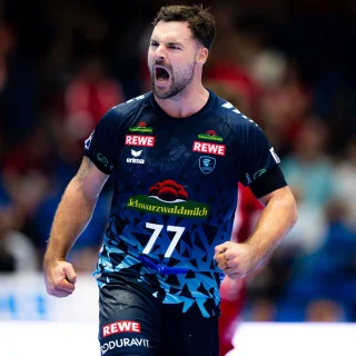 Dani Baijens beim Jubelschrei im Spiel gegen die MT Melsungen.