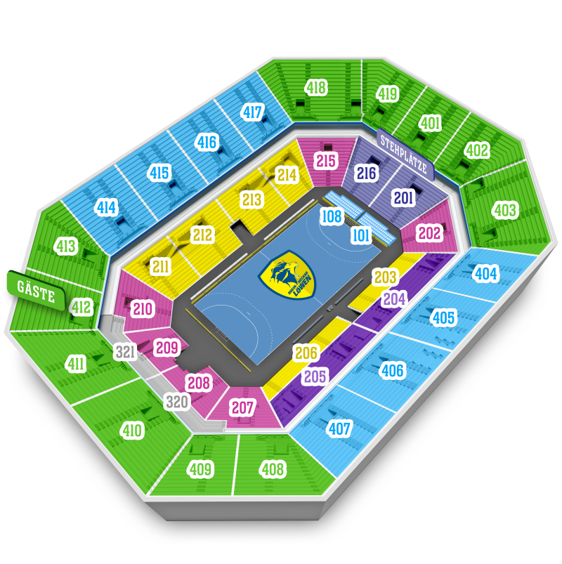 Saalplan SAP Arena (alle Blöcke)